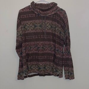 CHAPS XL cowl-neck, long sleeve top with snowflake stitch design